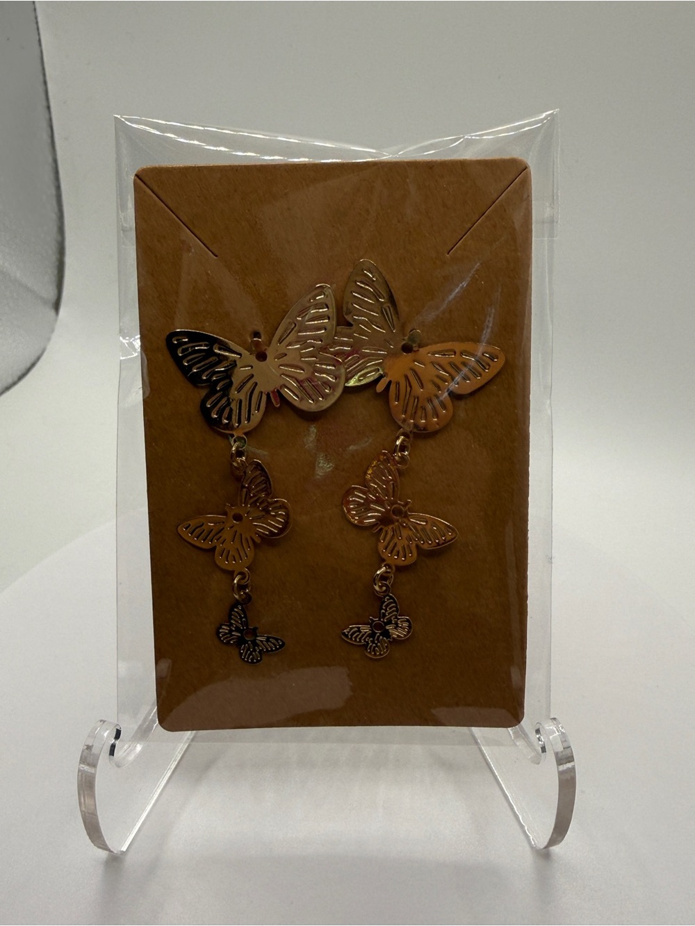 Gold Butterfly Dangle Earrings